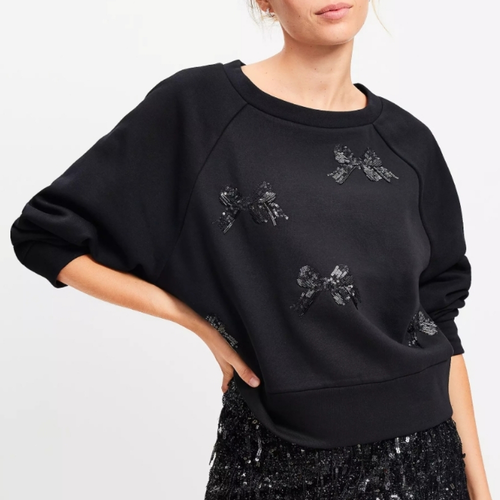 Loft Sequin Bow Sweatshirt - Picture 1 of 3